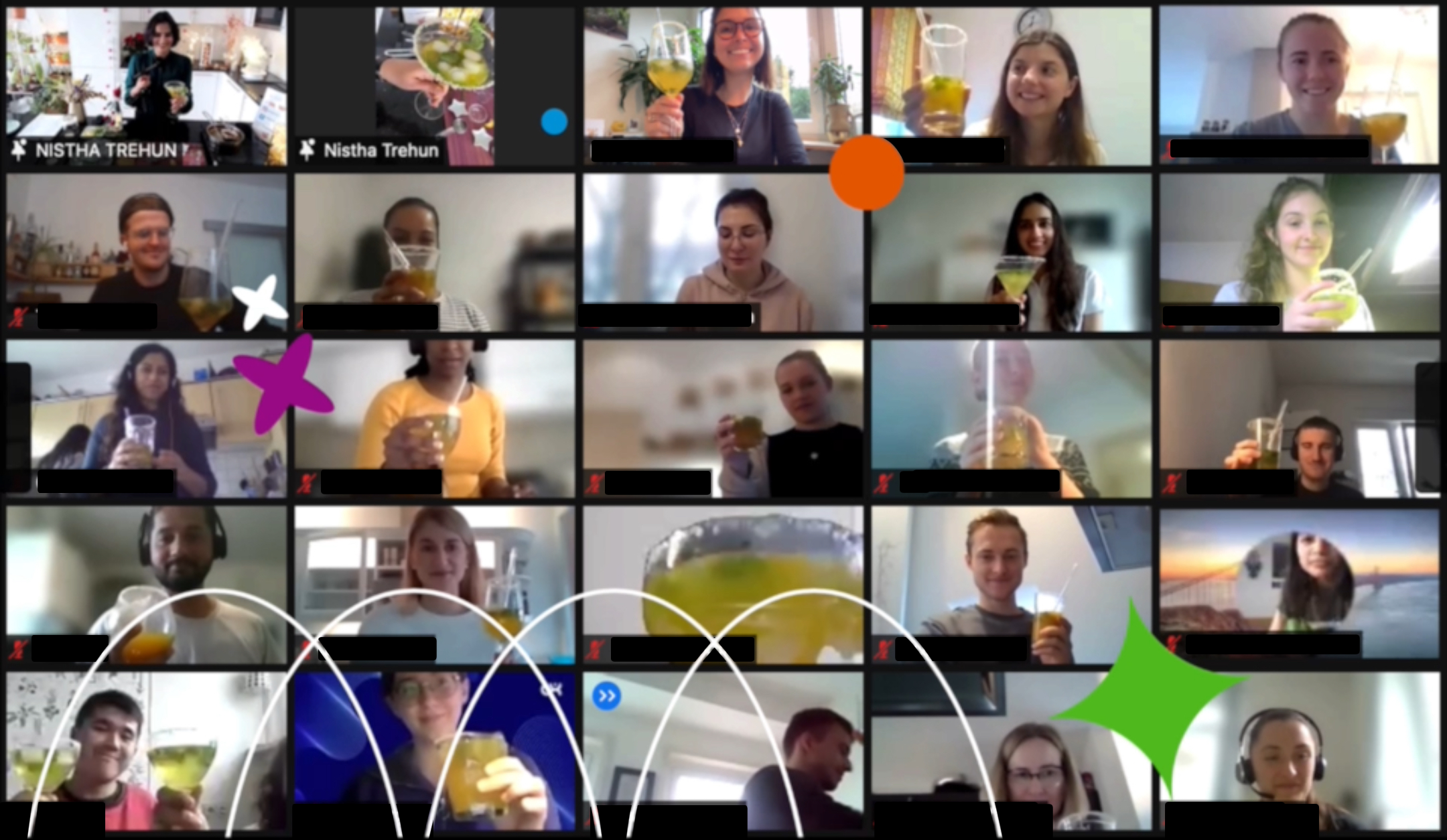  Teams sharing their drinks with each other during a virtual event 